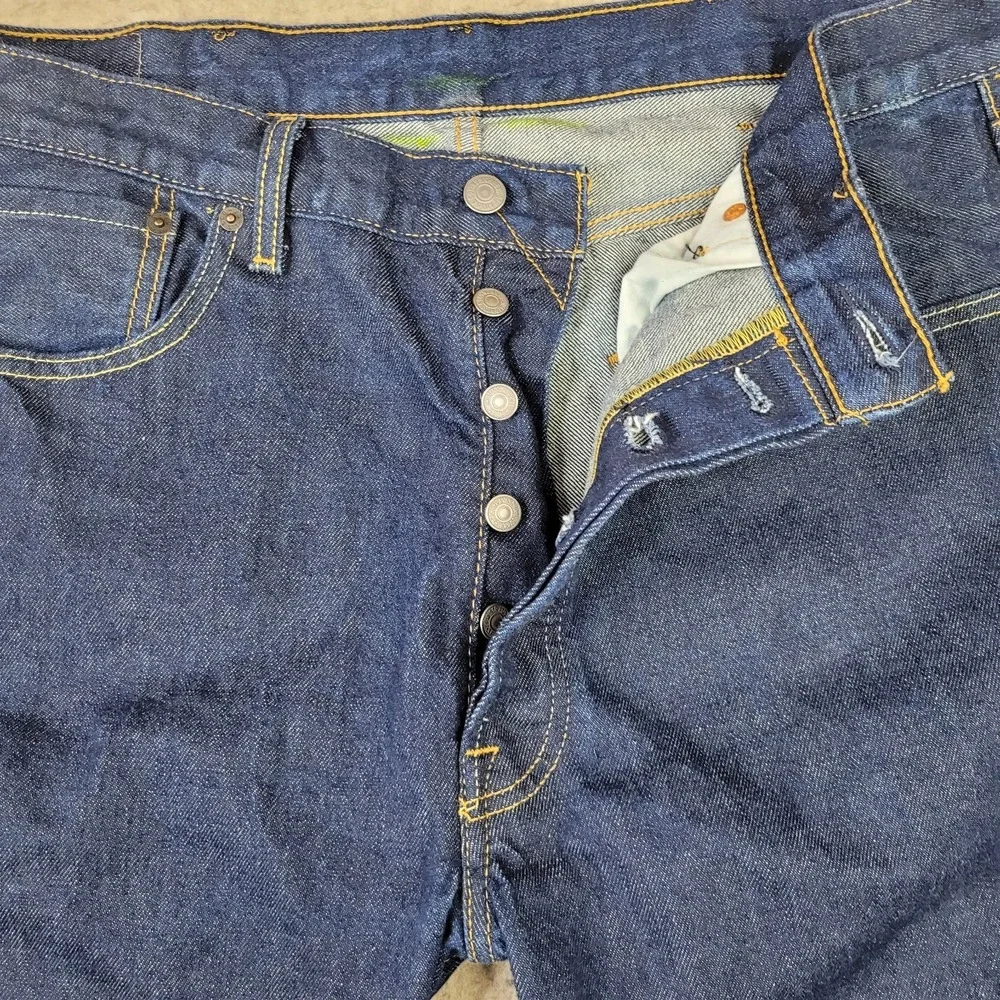 NEW Levis 501 BUTTON FLY Original Mens 38x34 Straight Dark Wash Denim Blue Jeans